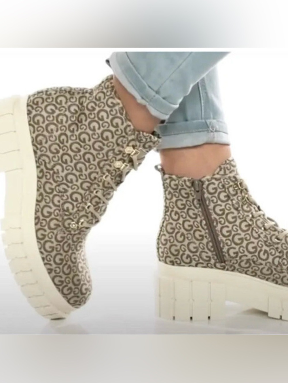 GBG Los Angeles Ivey 3 Platform Boots Beige Size 9 Woman 🆕